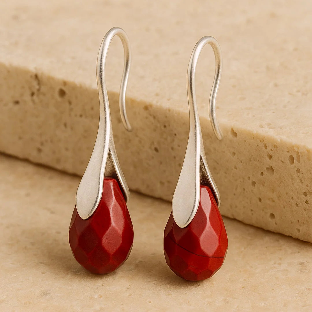 Boucles d’Oreilles en Jaspe Rouge - Cerise Divine