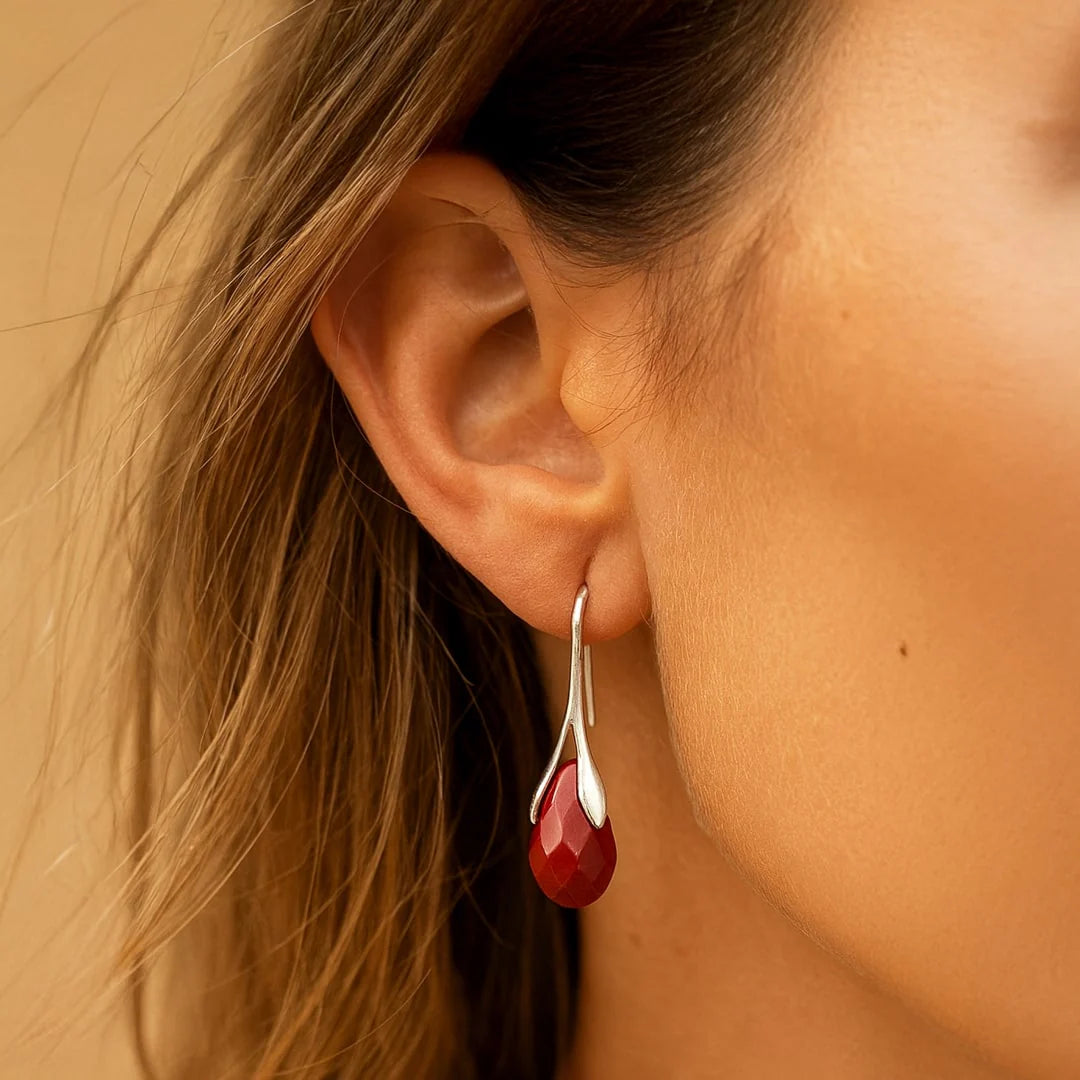Boucles d’Oreilles en Jaspe Rouge - Cerise Divine