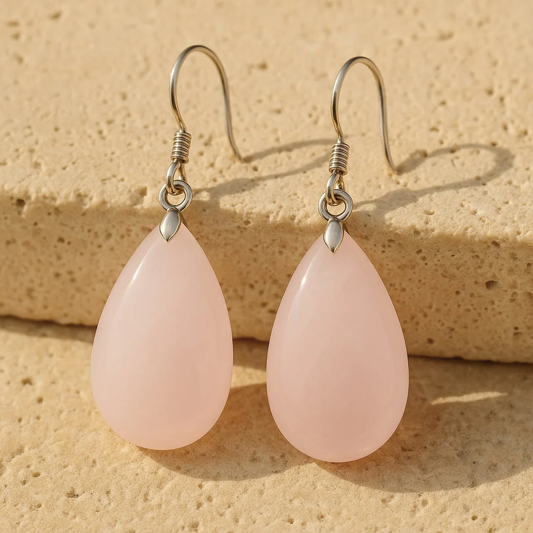 Boucles d'Oreilles en Quartz Rose