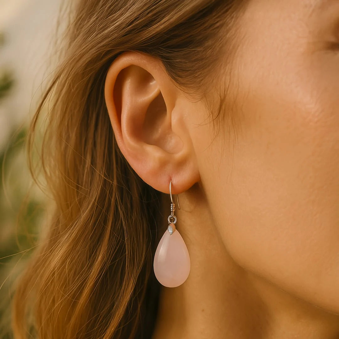 Boucles d'Oreilles en Quartz Rose