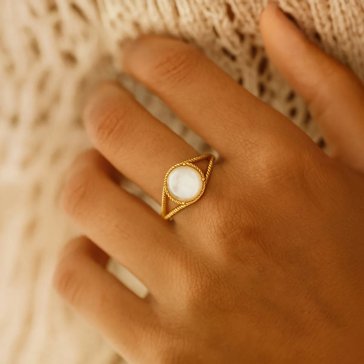 Bague Ajustable en Nacre - Nouméa