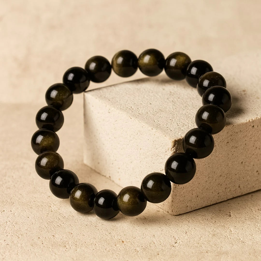 Bracelet en perles d'Obsidienne Dorée - Clarté Intérieure