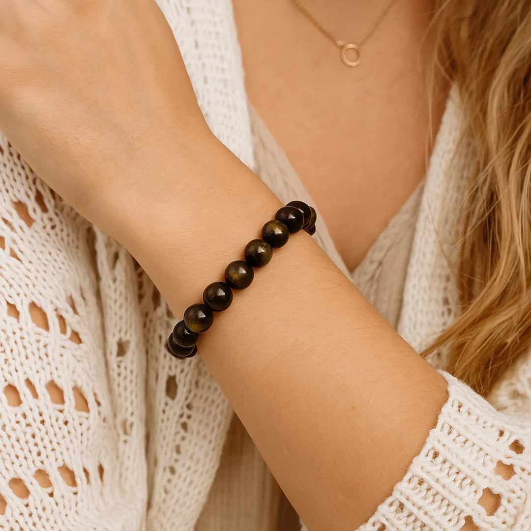 Bracelet en perles d'Obsidienne Dorée - Clarté Intérieure