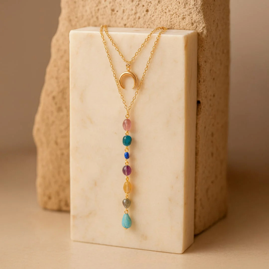 Collier Double Rang - Symphonie des 7 Chakras