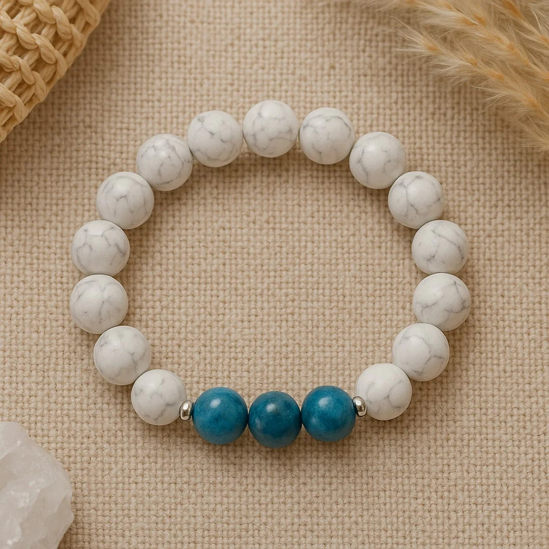 Bracelet en Howlite & Apatite - Silhouette Zen