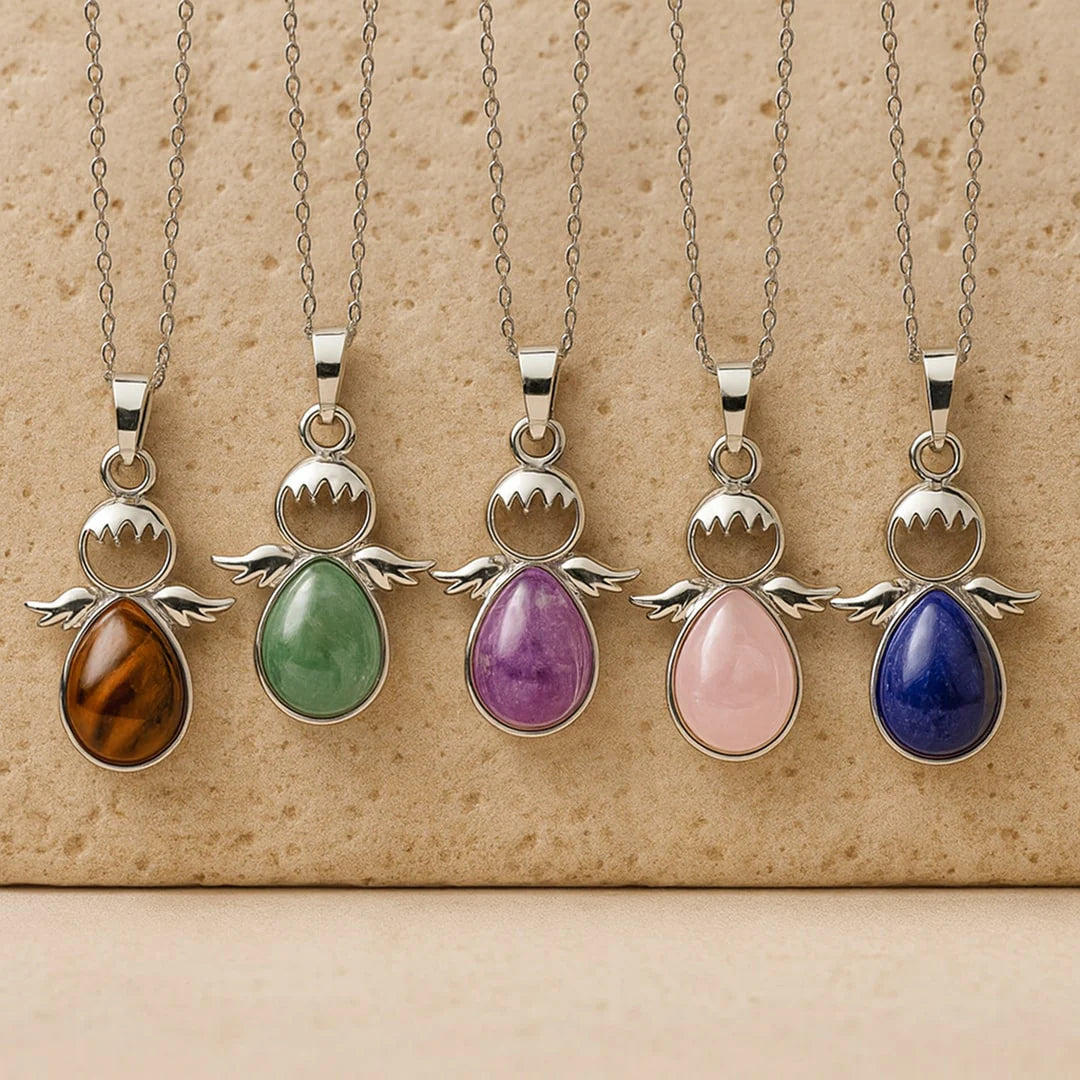 Collier Pendentif "Ange de Douceur" en Pierres Naturelles