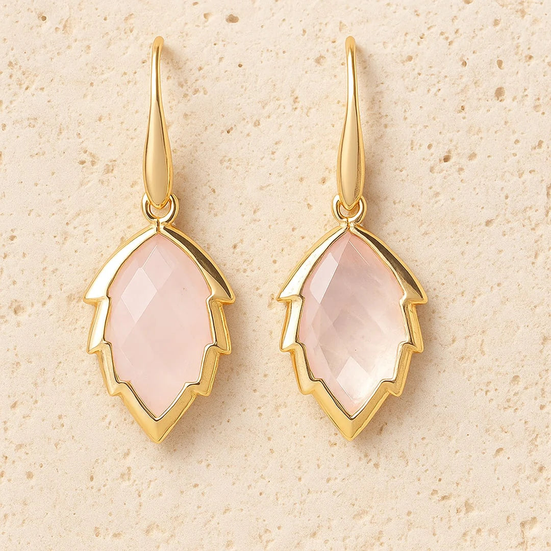 Boucles d'Oreilles Feuilles de l'Arbre en Pierre Naturelle