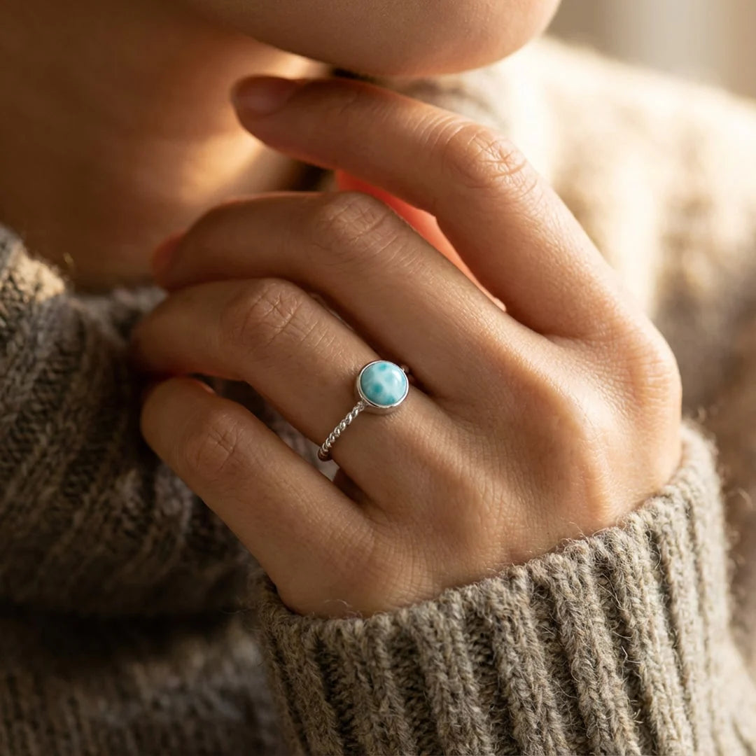 Bague en Pierre de Larimar - Caresse du Pacifique