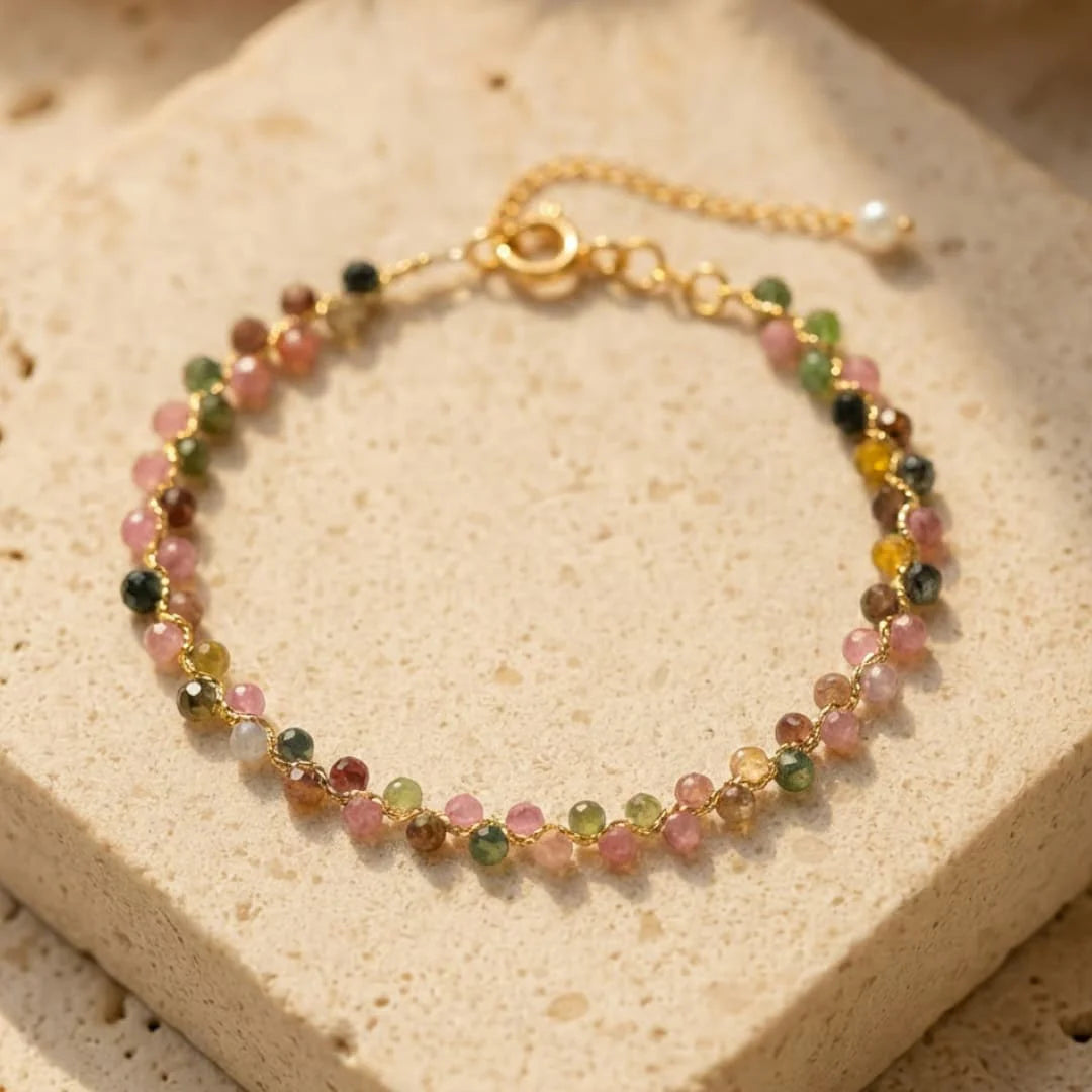 Bracelet Fin en Tourmaline Multicolore