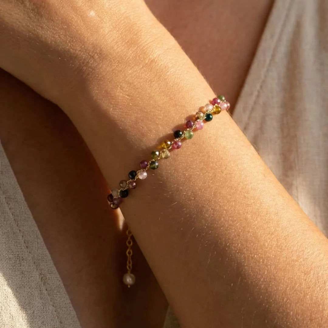 Bracelet Fin en Tourmaline Multicolore