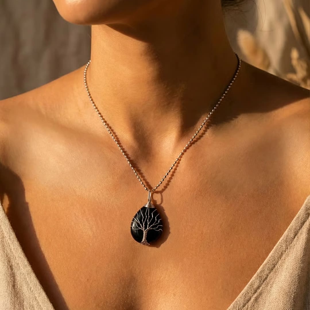 Collier Pendentif en Pierre Naturelle - Arbre de Rémission