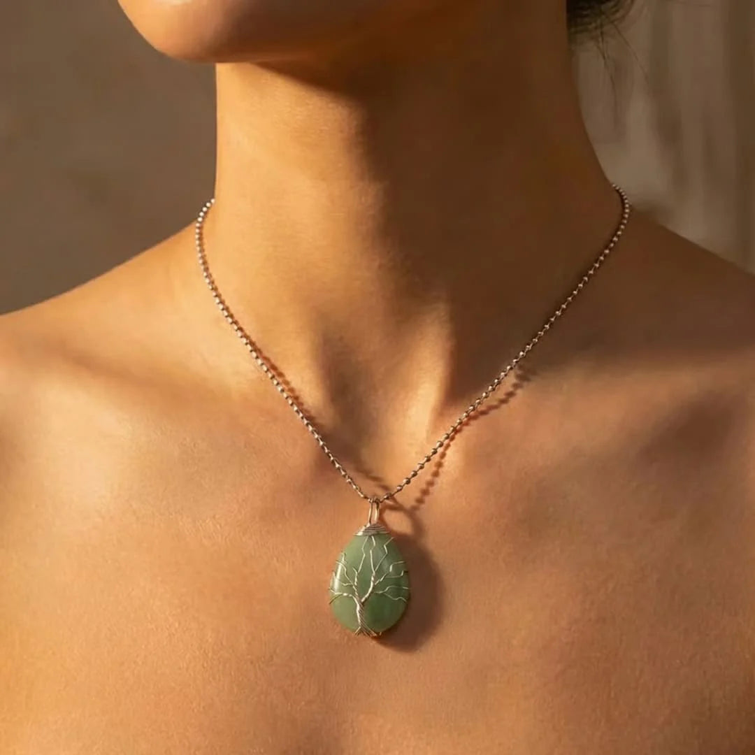 Collier Pendentif en Pierre Naturelle - Arbre de Rémission