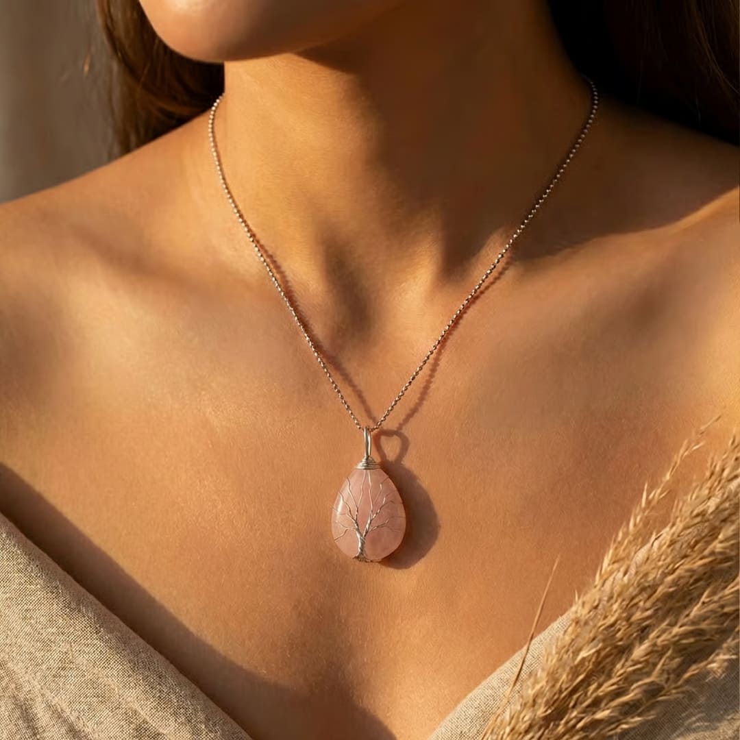 Collier Pendentif en Pierre Naturelle - Arbre de Rémission
