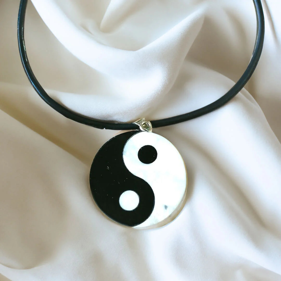 Collier "Yin-Yang" en Obsidienne & Howlite