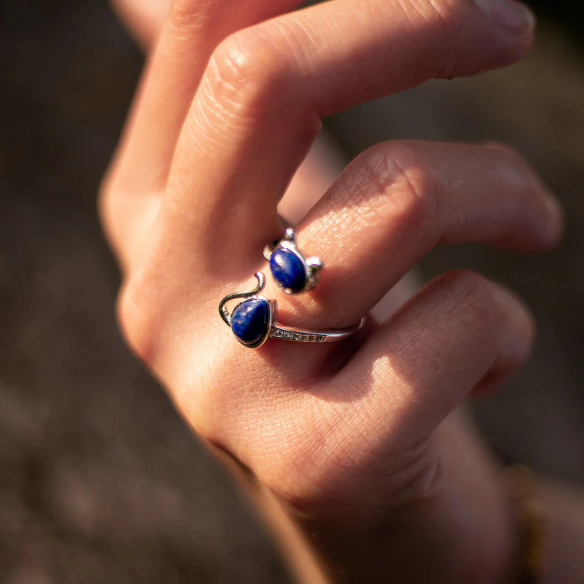 Bague "Esprit du Chat" en Lapis Lazuli & Argent