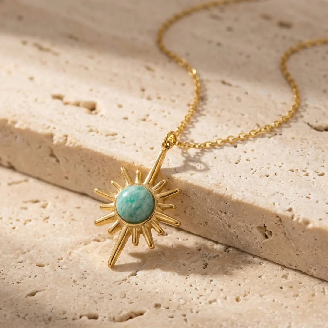 Pendentif Étoile en Amazonite - Halo Intérieur