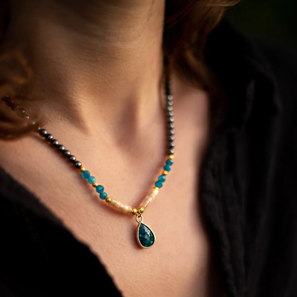 Collier "Goutte de Vitalité" en Apatite Naturelle