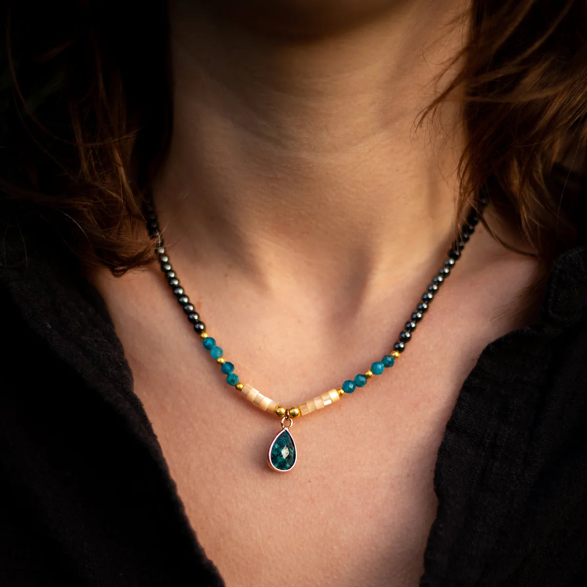 Collier "Goutte de Vitalité" en Apatite Naturelle