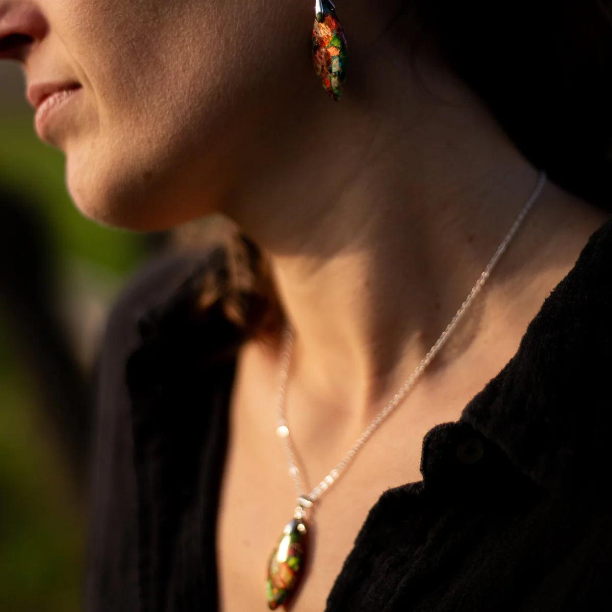 Boucles d'Oreilles en Jaspe - Arlequin
