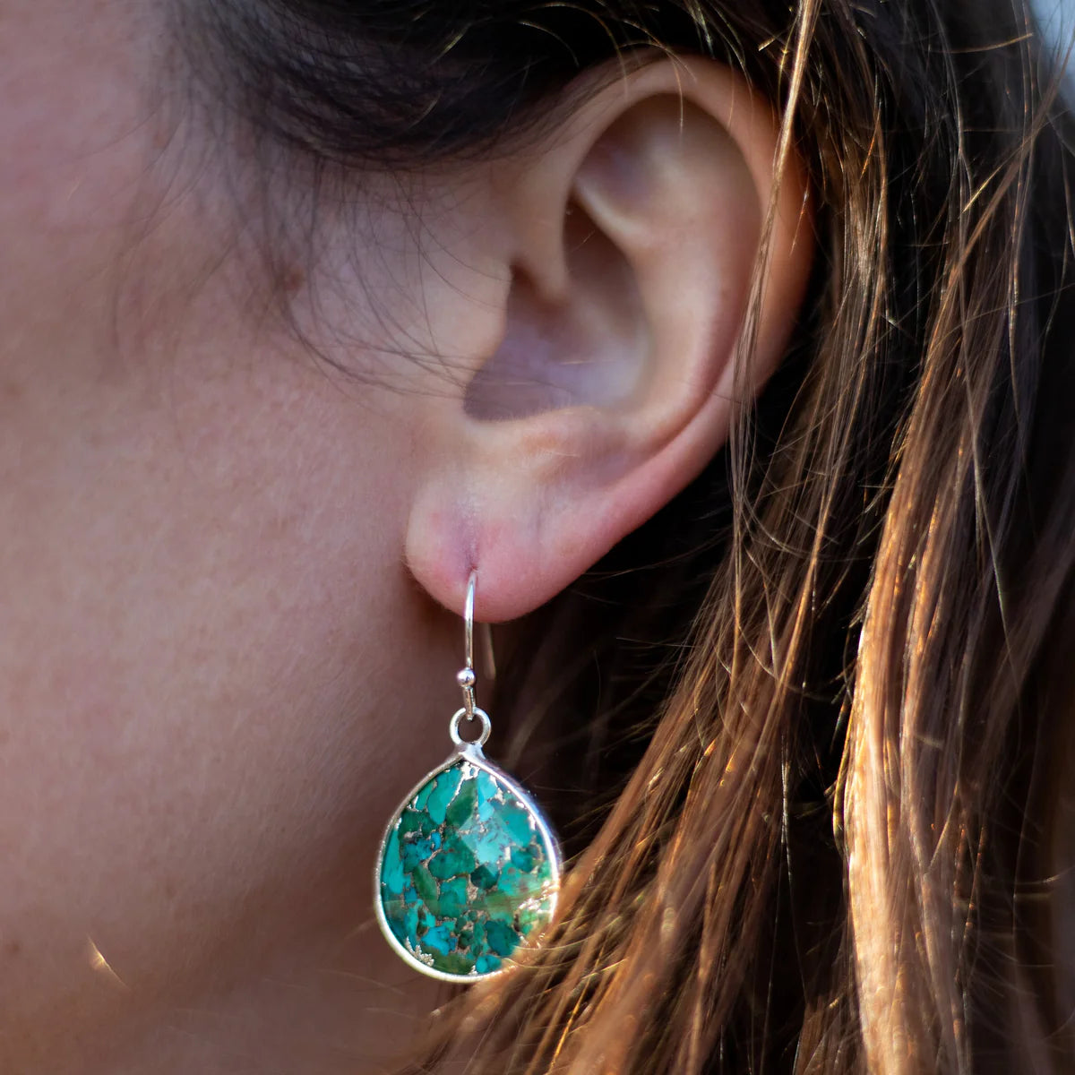 Boucles d'Oreilles "Goutte d'Eau" en Turquoise