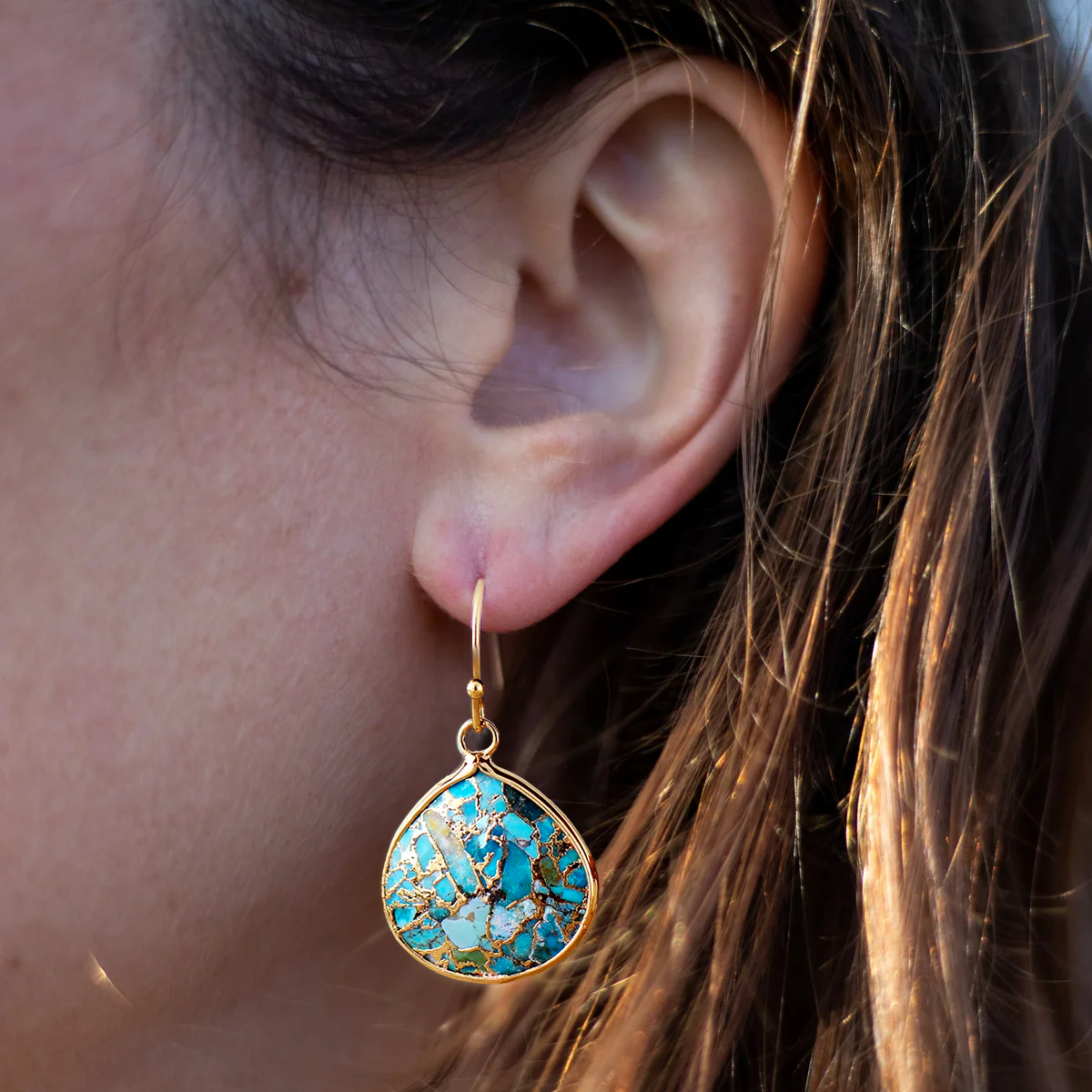Boucles d'Oreilles "Goutte d'Eau" en Turquoise