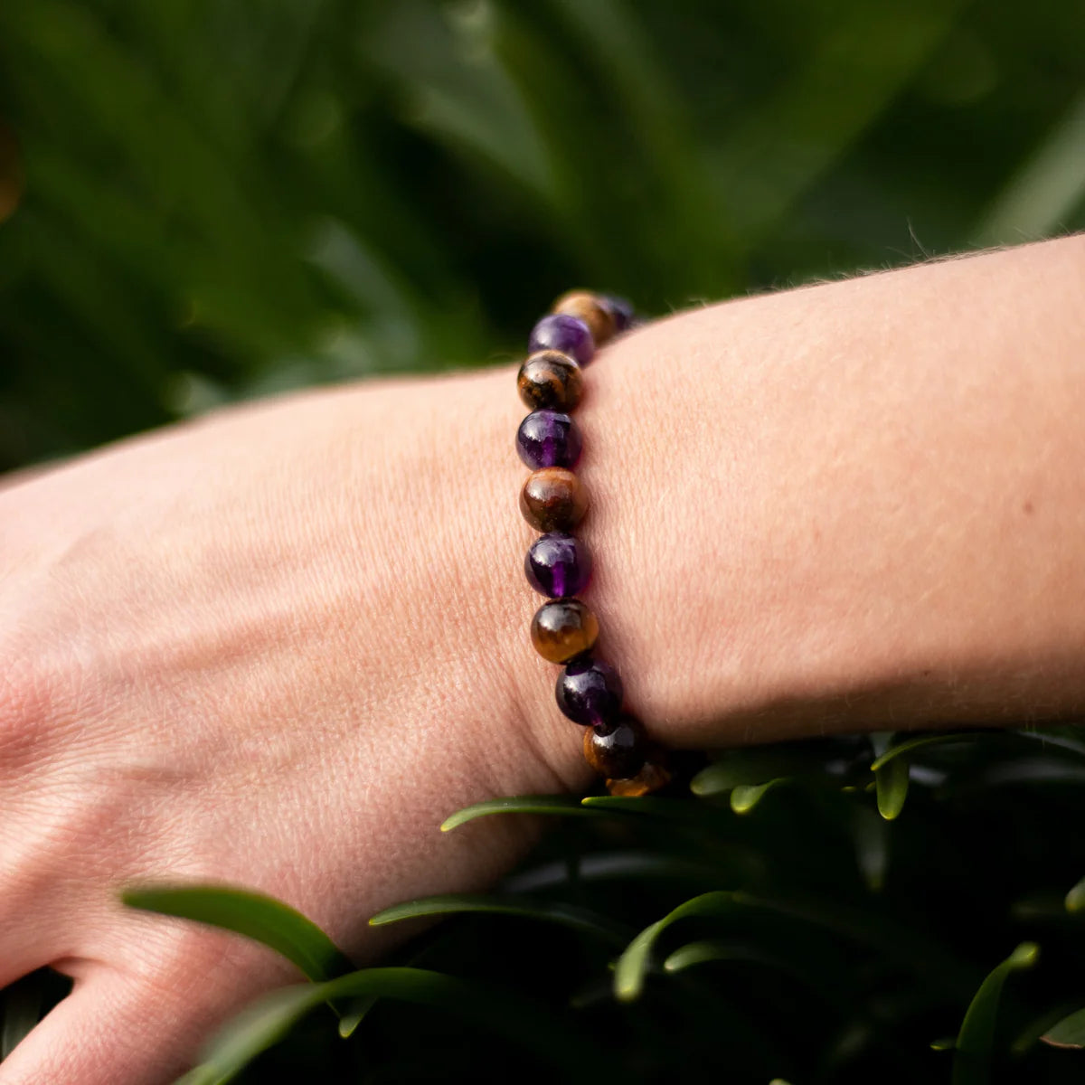 Bracelet "Libération" en Oeil de Tigre & Améthyste