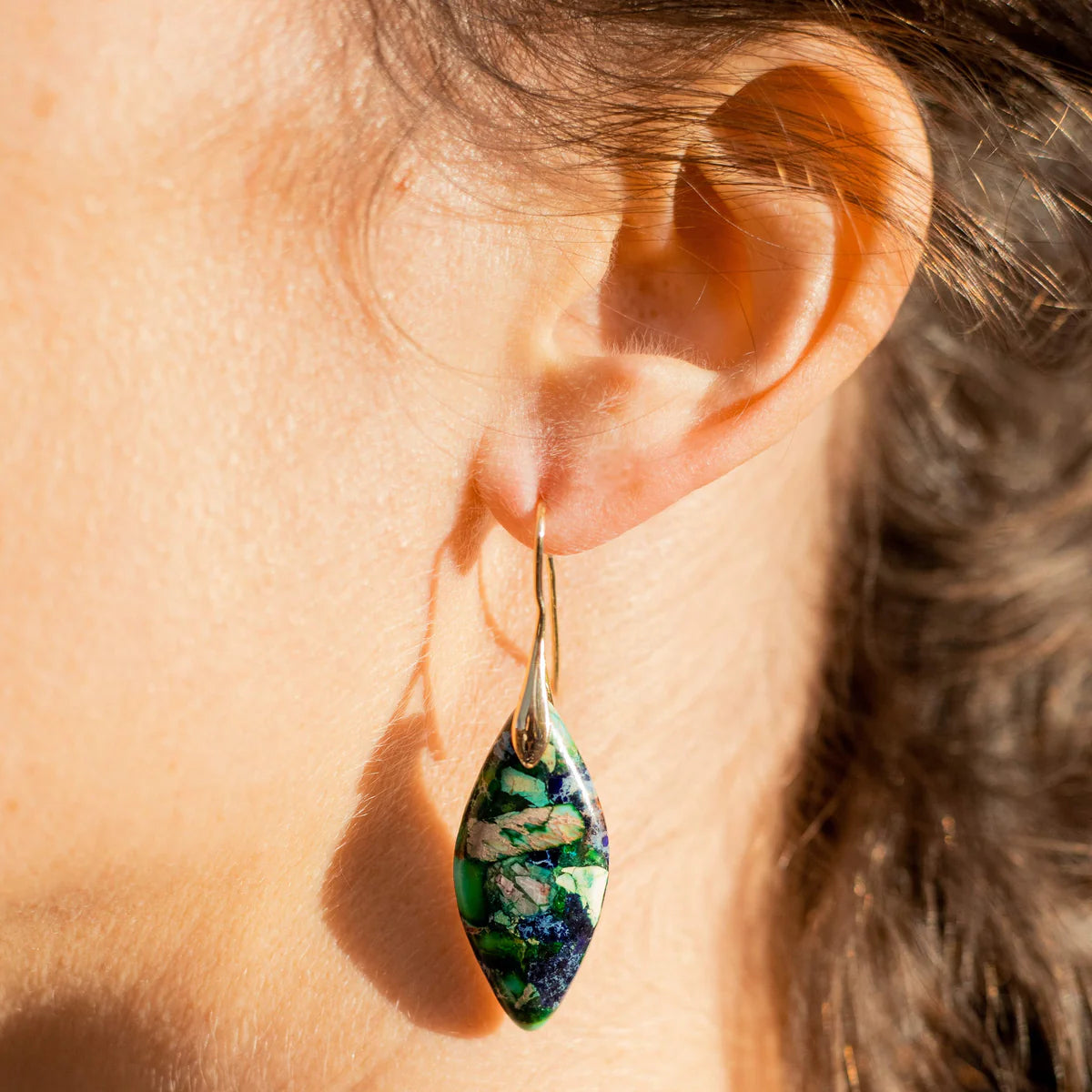 Boucles d'Oreilles "Gaïa" en Jaspe Vert
