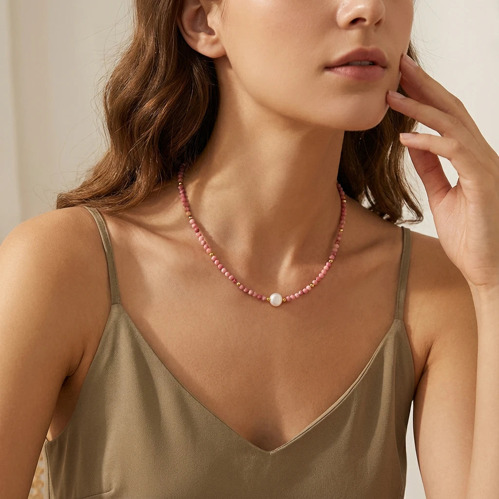 Collier en Rhodochrosite - Reine de Douceur