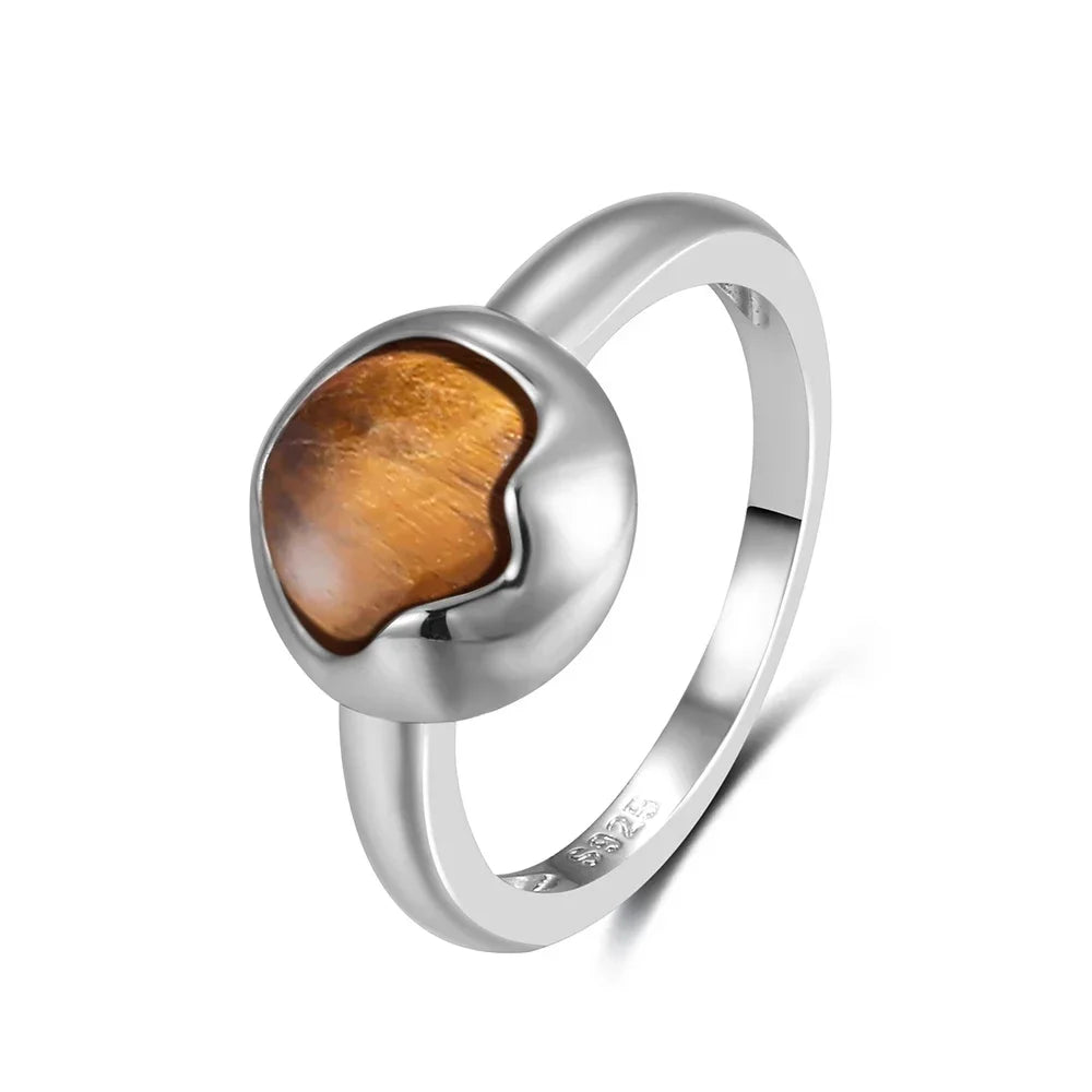 Bague Ajustable en Oeil de Tigre & Argent - Shakti