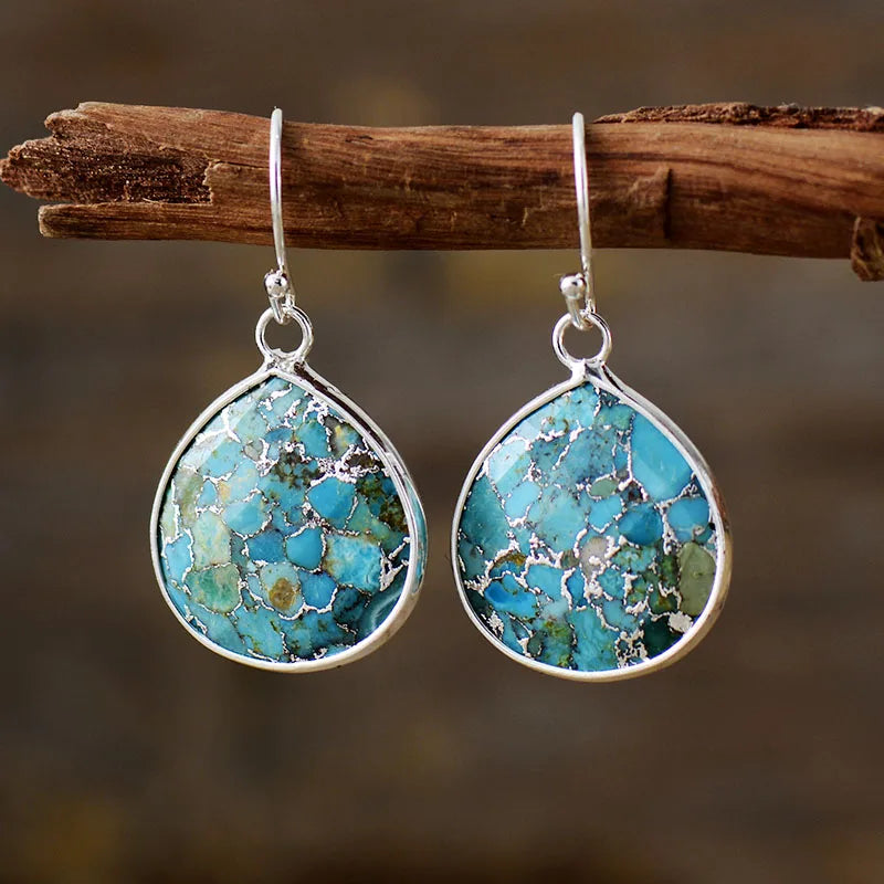 Boucles d'Oreilles "Goutte d'Eau" en Turquoise