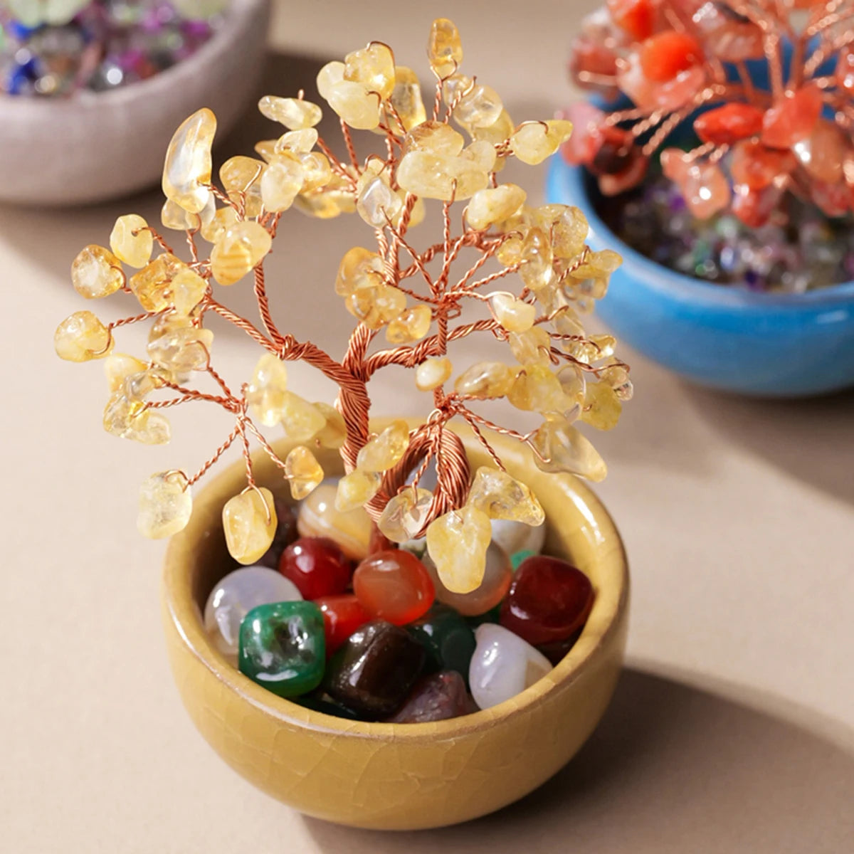 Arbre Feng Shui en Pierres Naturelles - Énergies Sacrées