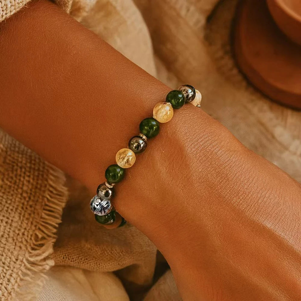 Bracelet en Jade, Citrine & Hématite - Chance Retrouvée