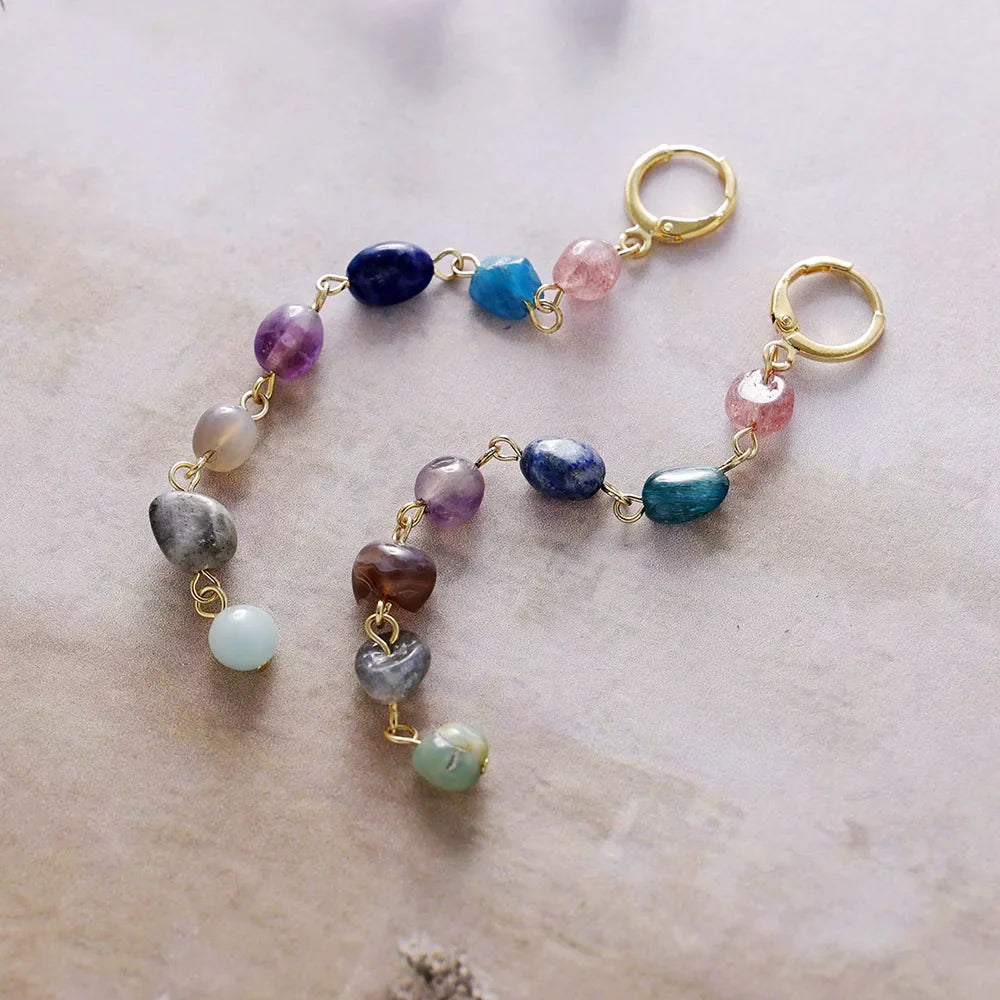 Boucles d'Oreilles "Cascade Bien-Être des 7 Chakras"