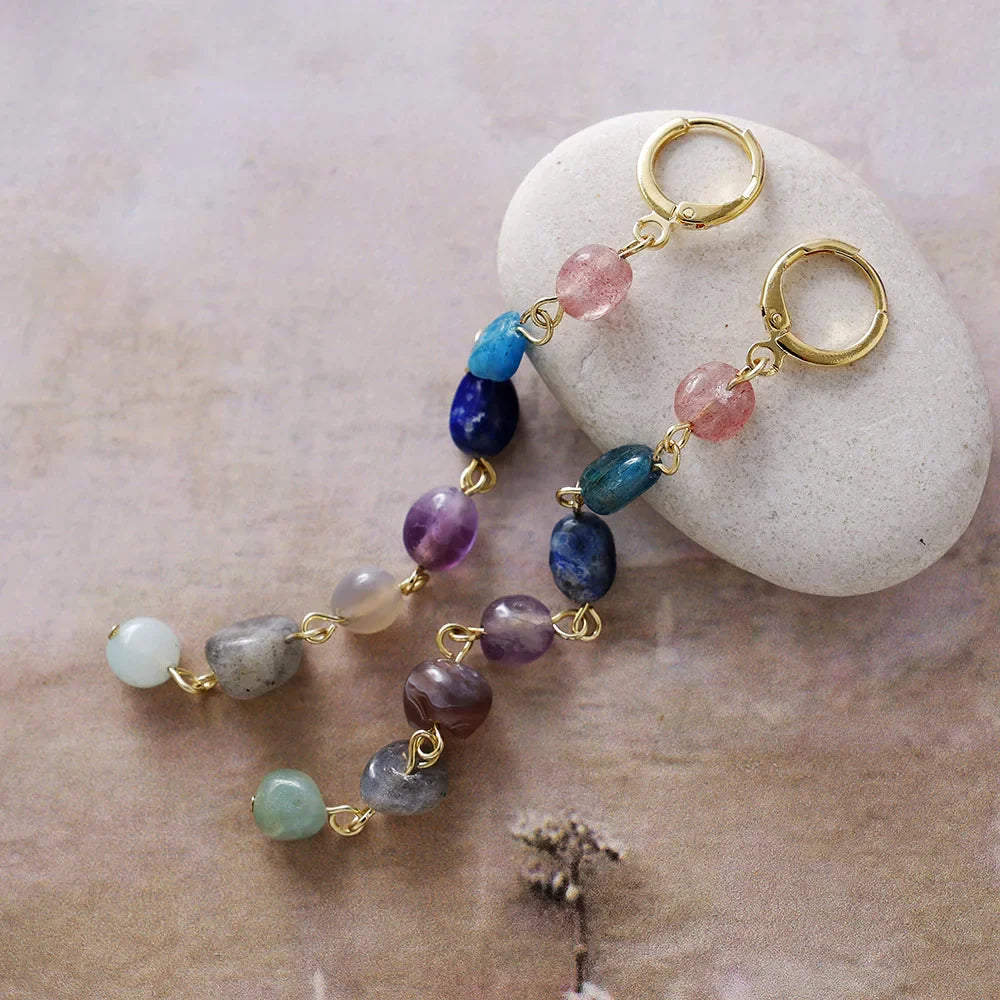 Boucles d'Oreilles "Cascade Bien-Être des 7 Chakras"