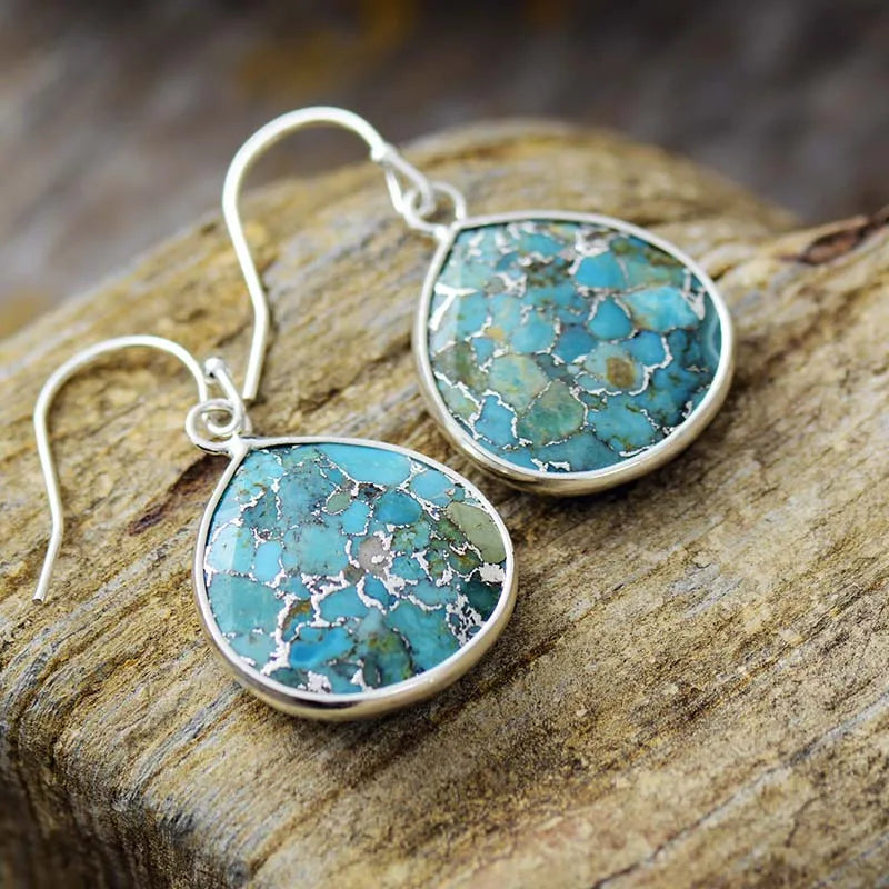 Boucles d'Oreilles "Goutte d'Eau" en Turquoise