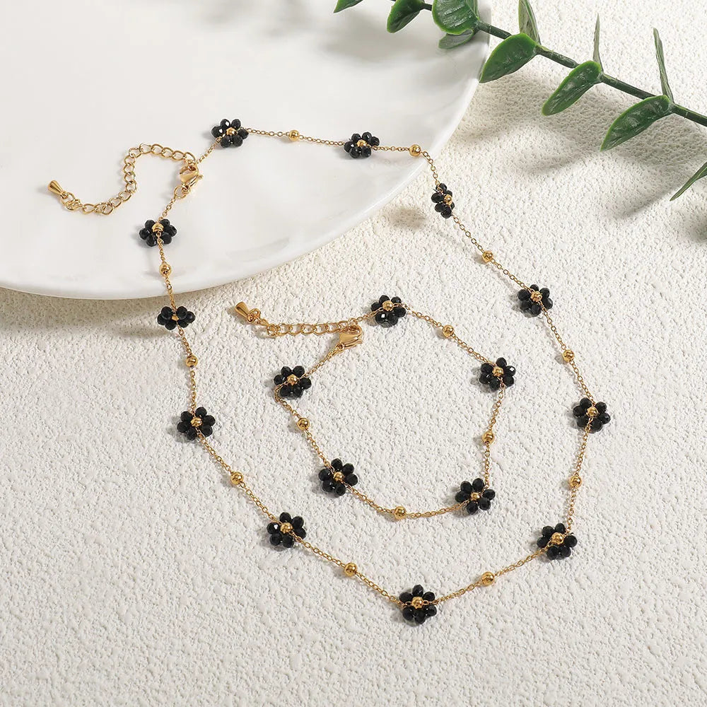 Collier "Floraison Intérieure" en Spinelle Noir