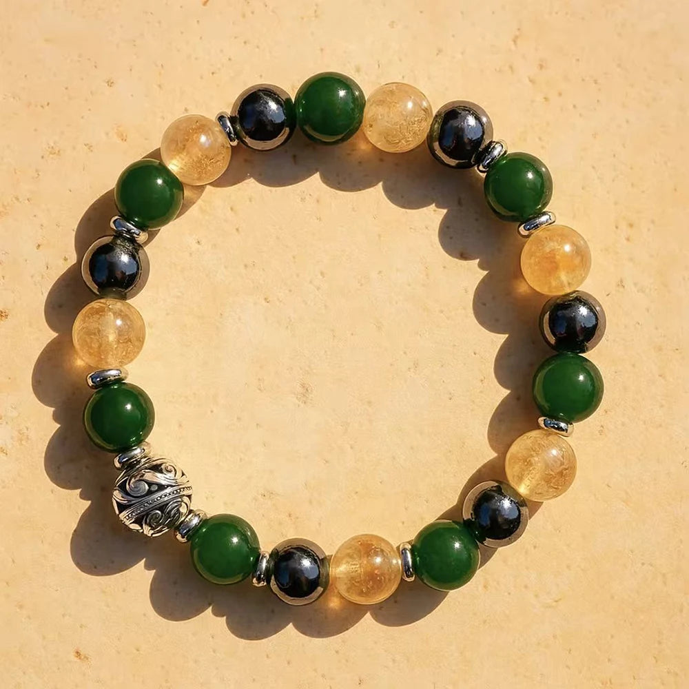 Bracelet en Jade, Citrine & Hématite - Chance Retrouvée