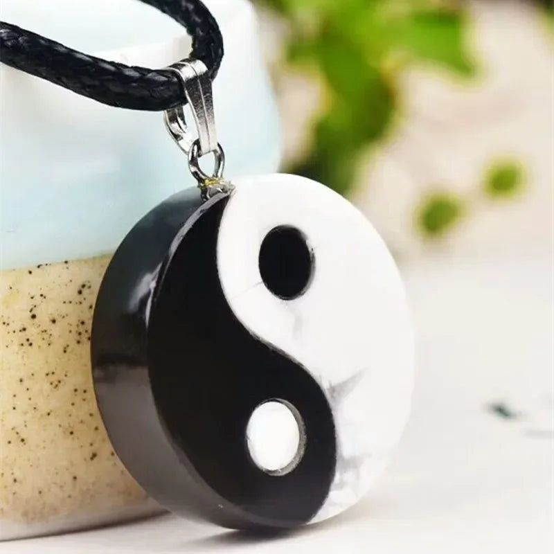 Collier "Yin-Yang" en Obsidienne & Howlite
