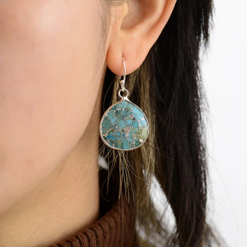 Boucles d'Oreilles "Goutte d'Eau" en Turquoise