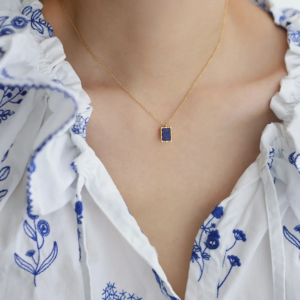 Ensemble Colliers "Finesse Azuréenne" en Lapis Lazuli