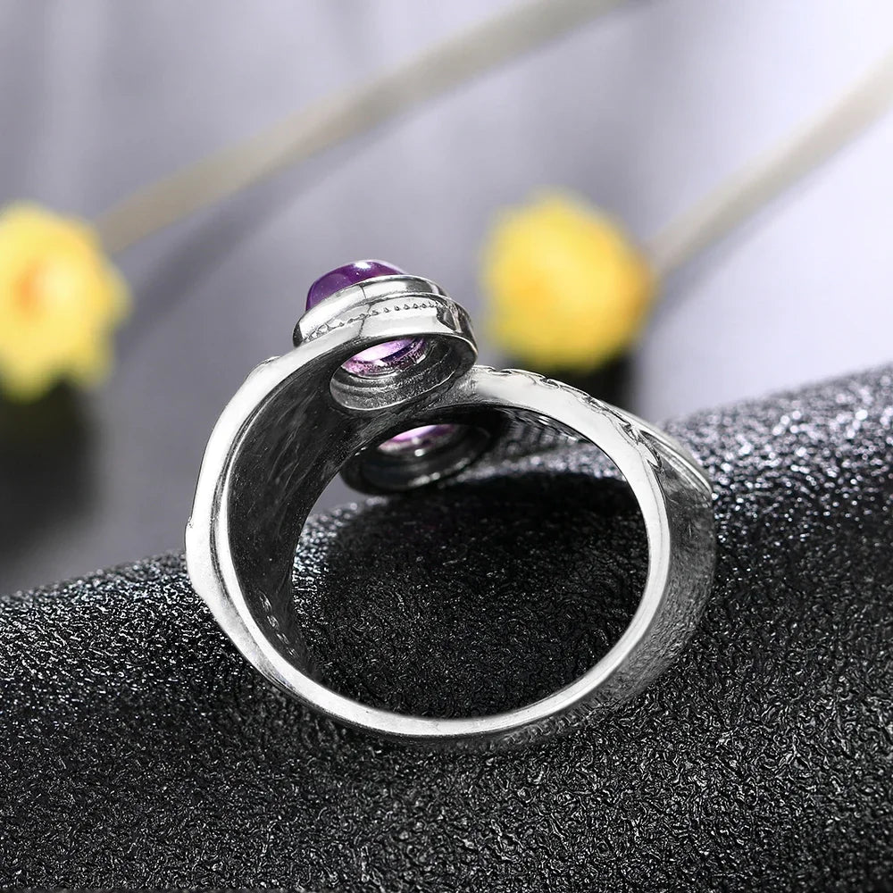 Bague "Union Sacrée" en Améthyste & Argent