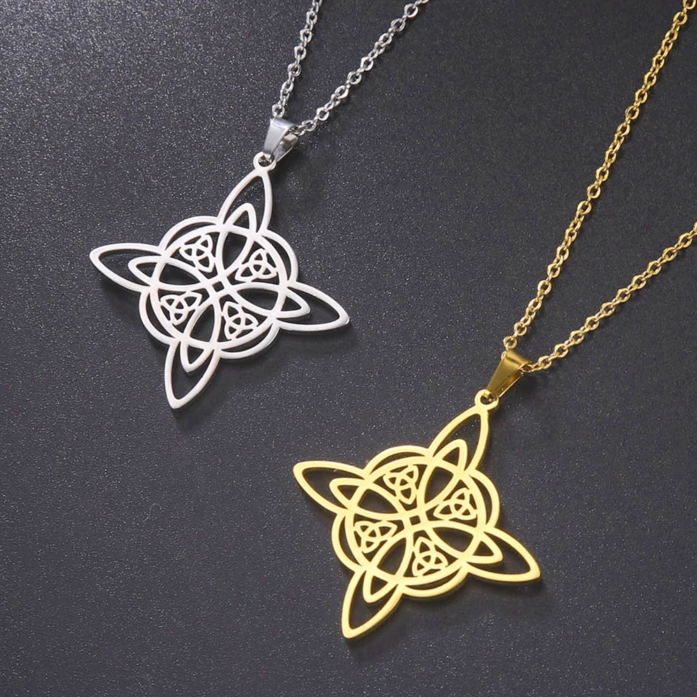 Collier Pendentif "Protection Sacrée" en Nœud de Sorcière