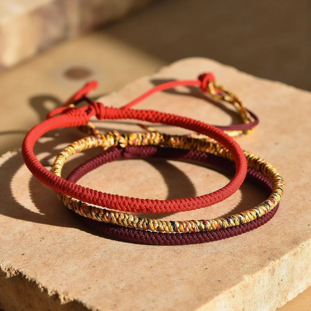 Trio de Bracelets Tibétains "Porte-Bonheur"