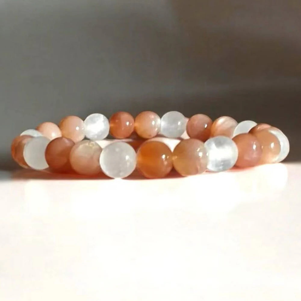 Bracelet en Pierre de Soleil & Sélénite - Harmonie Lumineuse