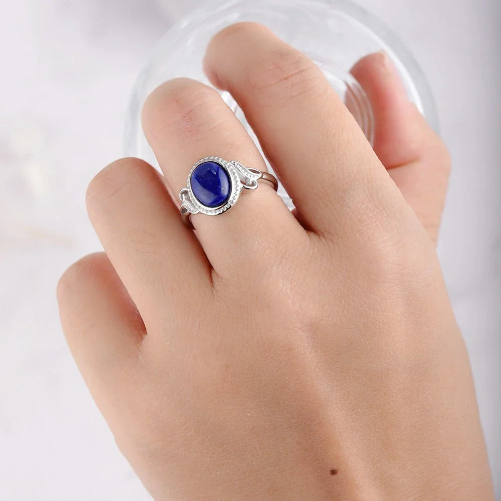 Bague Ajustable "Ovaline de Klein" en Lapis Lazuli