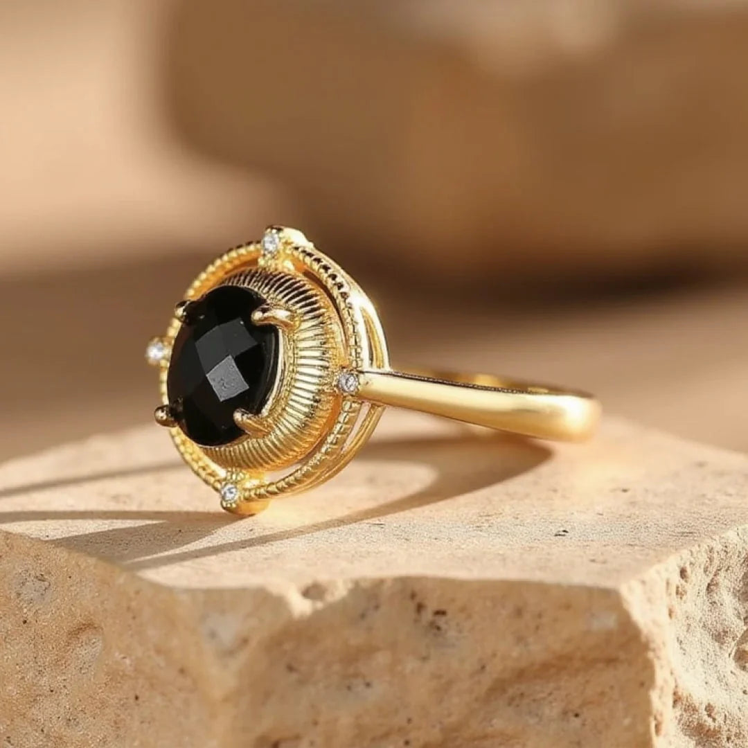 Bague Ajustable "Ovale d'Ebène" - Spinelle Noir