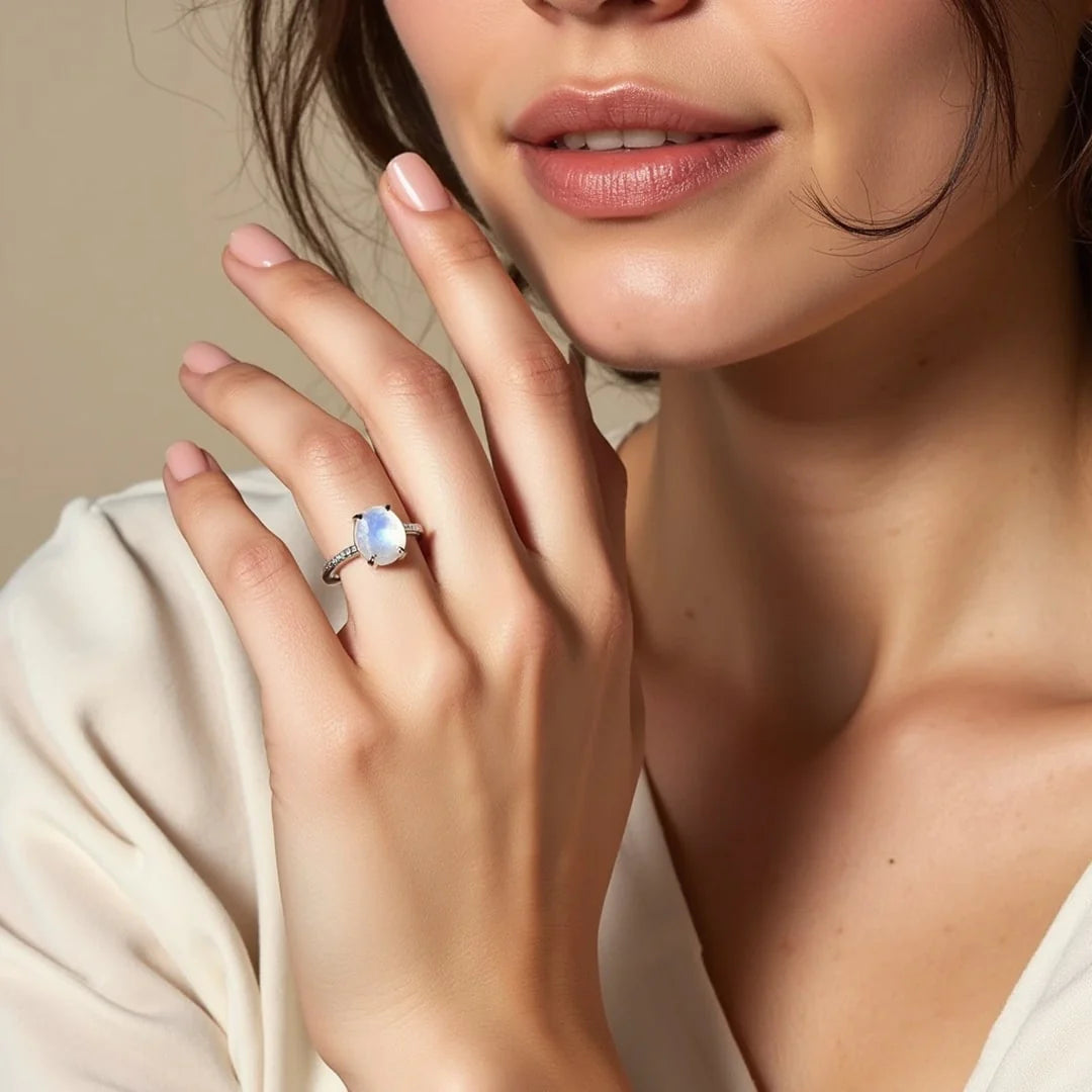 Bague Ajustable "Marici" en Pierre de Lune