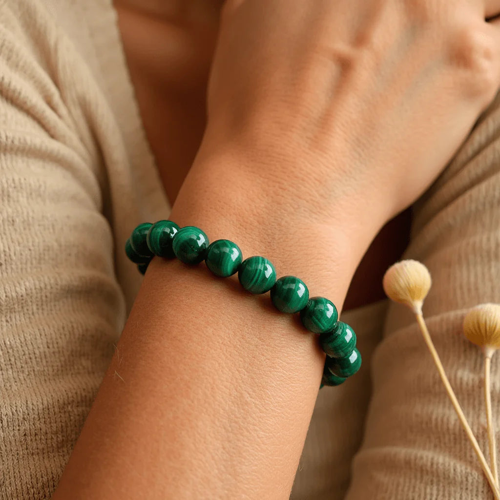 Bracelet "Spirales de Purification" en Malachite