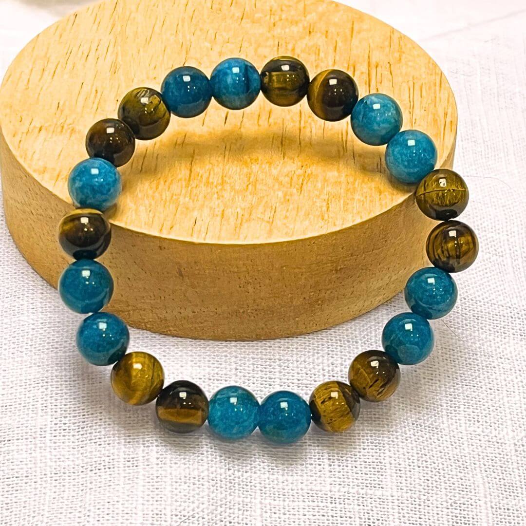 Bracelet en Apatite & Oeil de Tigre - Harmonie Intérieure