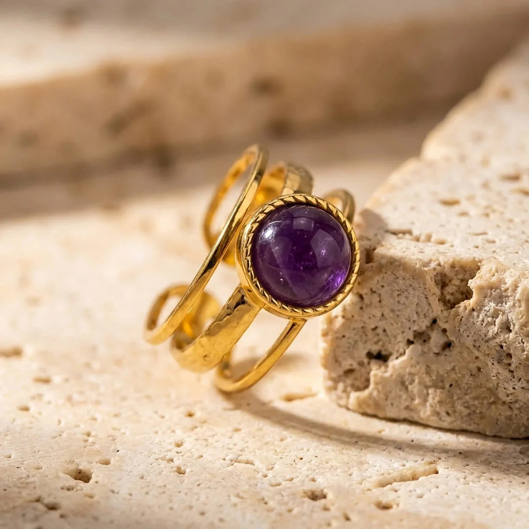 Bague Ajustable en Améthyste - Sérénité Intérieure